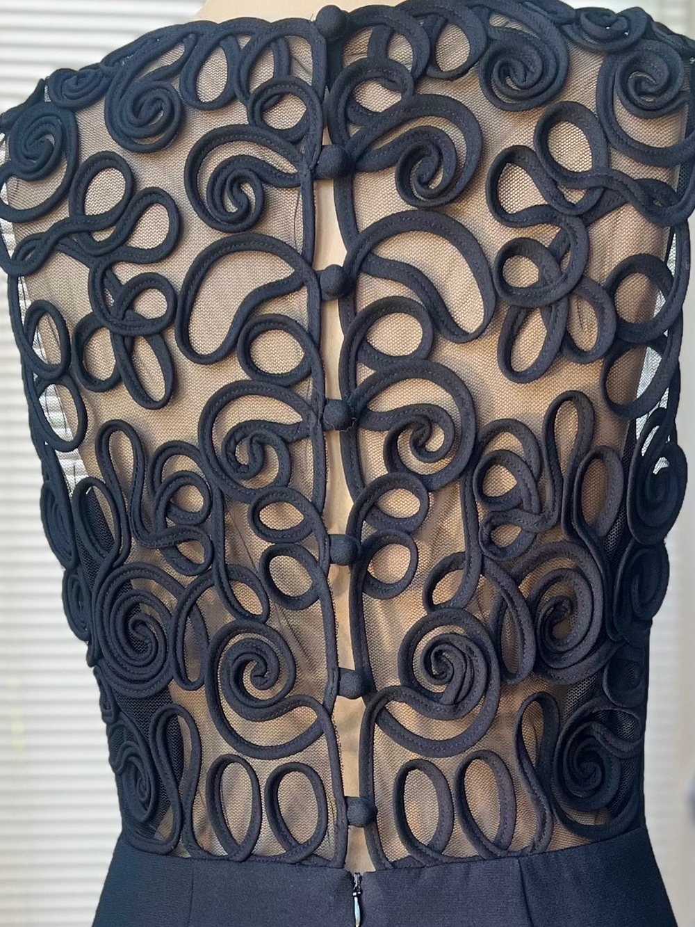 Ann Taylor Black Crepe Square-Neck Sheath Dress Sheer Lattice Back LBD - Picture 5 of 7